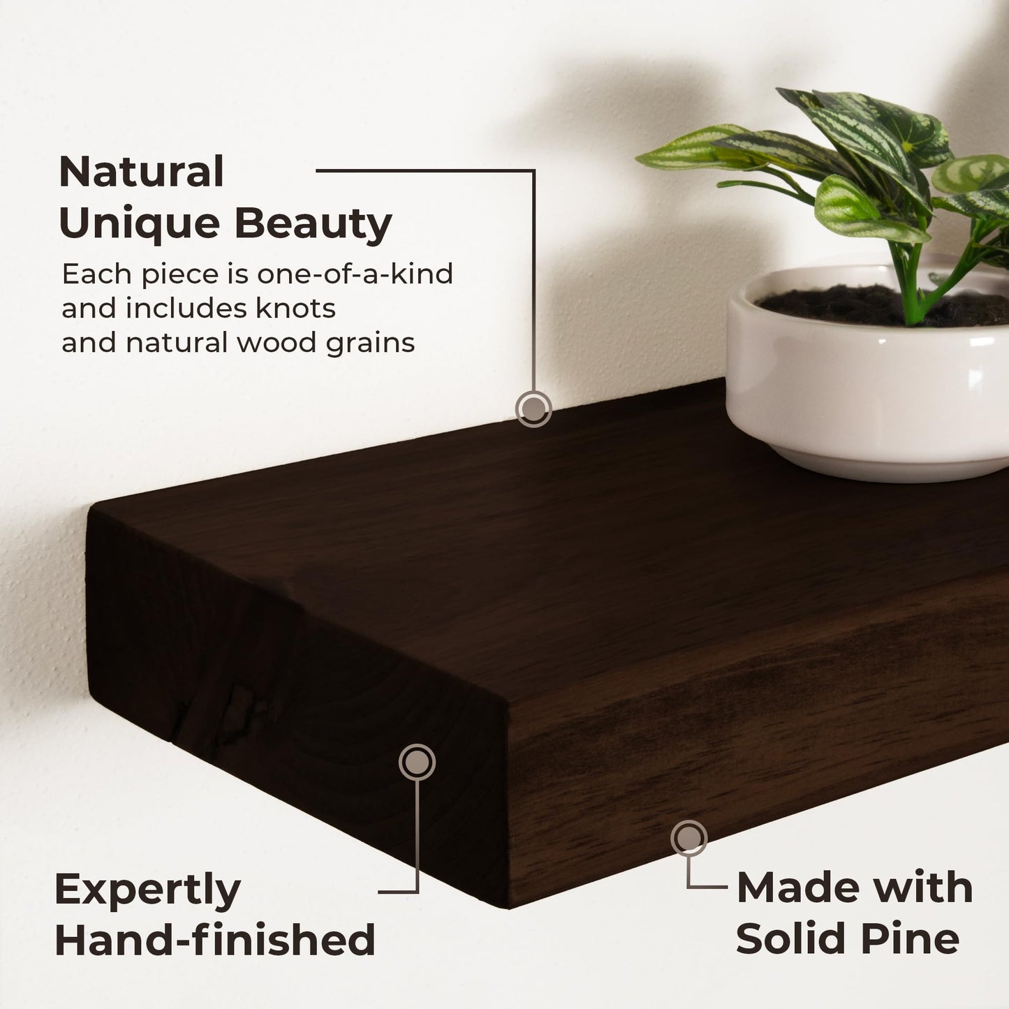 MY VINTAGE FINDS Thick Floating Shelves for Wall - Solid Wood Kitchen Shelves, Modern Real Wood Shelf Hand Crafted in The USA