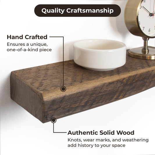Solid Wood Floating Shelf - 2inch Thick
