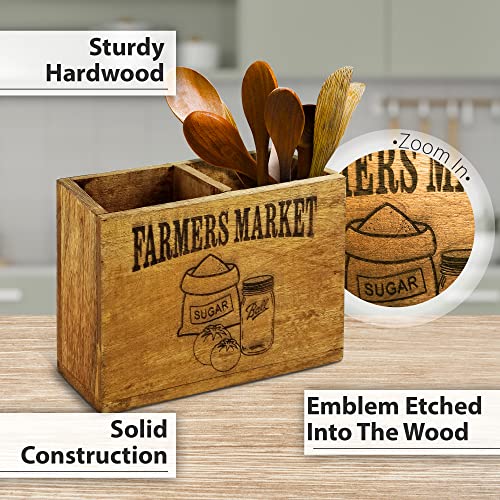 Wood Utensil Holders For Kitchen Farmhouse Utensil Holder For Countertop