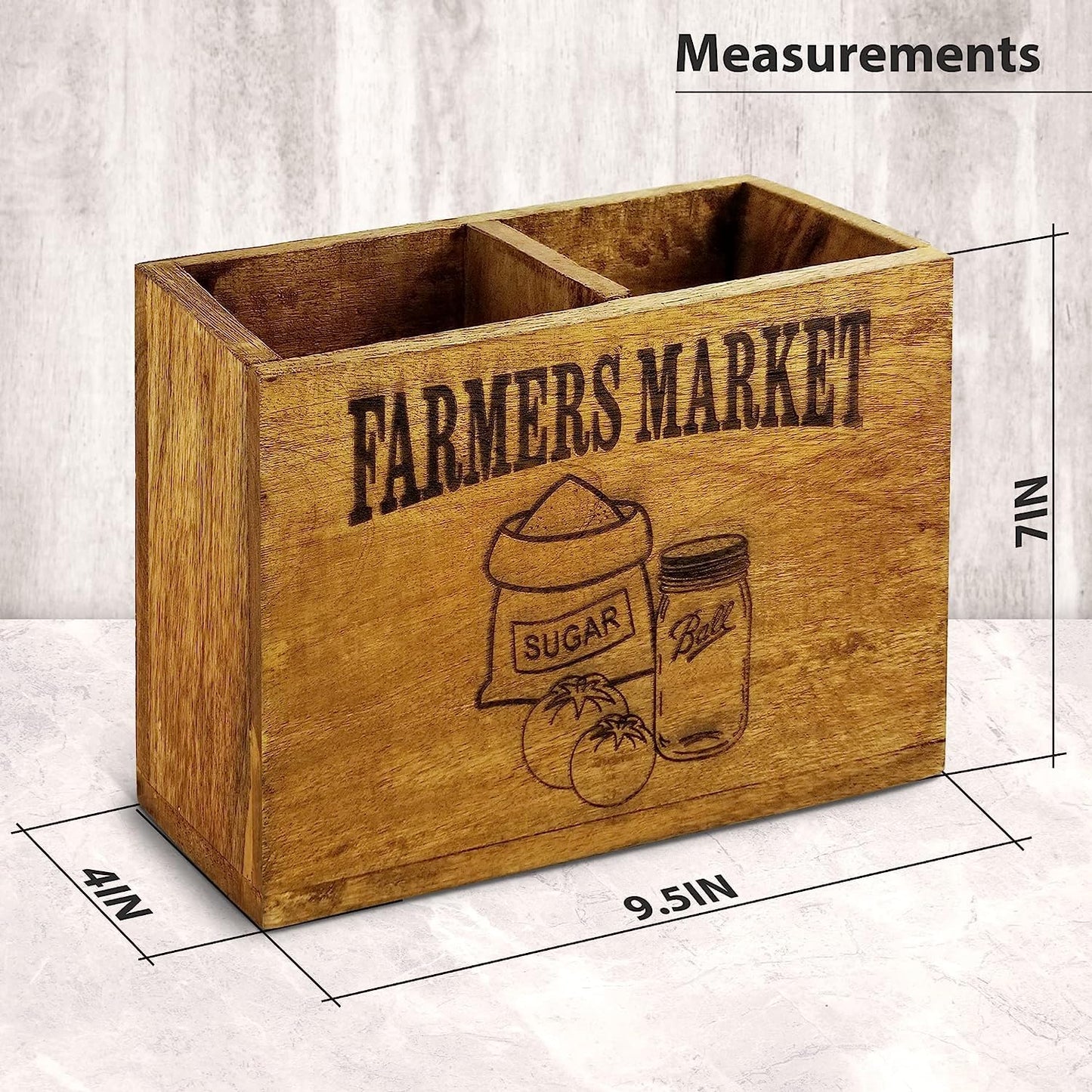 Wooden Utensil Holder Farmhouse