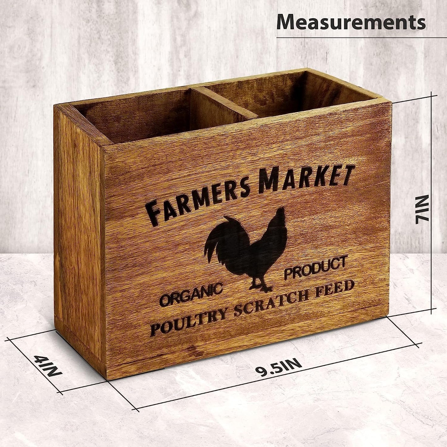 Wooden Utensil Holder Farmhouse