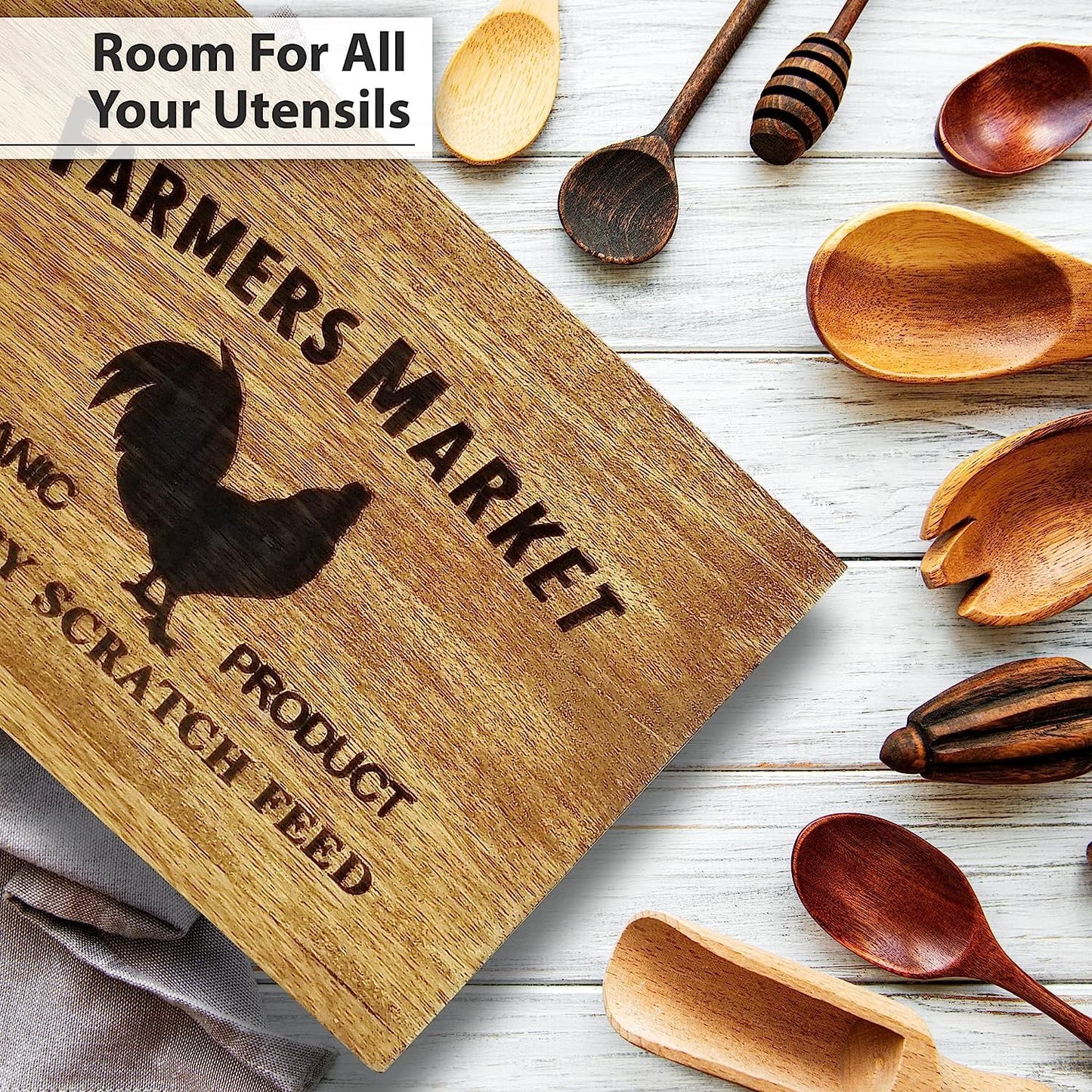 Wooden Utensil Holder Farmhouse