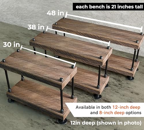 Rustic Farmhouse Bench, Weathered Barnwood with Cast Iron Supports, Modern Industrial Style, Handcrafted in USA, for Entryway and Bedroom (30x12)