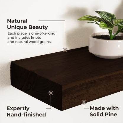 MY VINTAGE FINDS Thick Floating Shelves for Wall - Solid Wood Kitchen Shelves, Modern Real Wood Shelf Hand Crafted in The USA