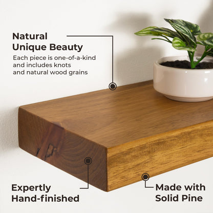 MY VINTAGE FINDS Thick Floating Shelves for Wall - Solid Wood Kitchen Shelves, Modern Real Wood Shelf Hand Crafted in The USA