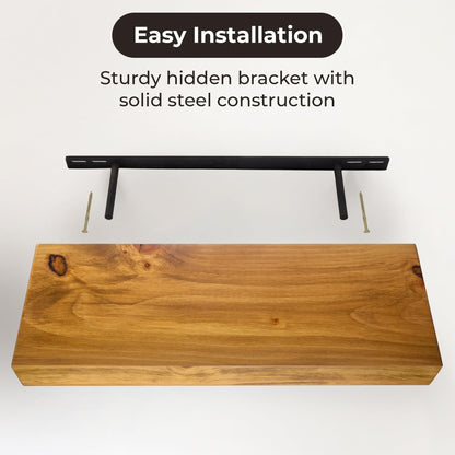 MY VINTAGE FINDS Thick Floating Shelves for Wall - Solid Wood Kitchen Shelves, Modern Real Wood Shelf Hand Crafted in The USA