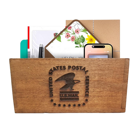 MY VINTAGE FINDS Farmhouse Mail Organizer For Countertop Wooden Letter Holder For Desk White Historic