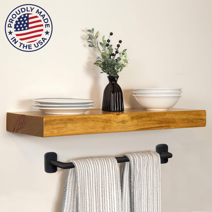 MY VINTAGE FINDS Thick Floating Shelves for Wall - Solid Wood Kitchen Shelves, Modern Real Wood Shelf Hand Crafted in The USA
