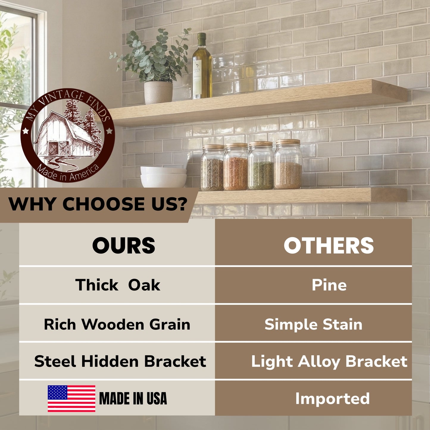 Standard Oak Floating Shelves