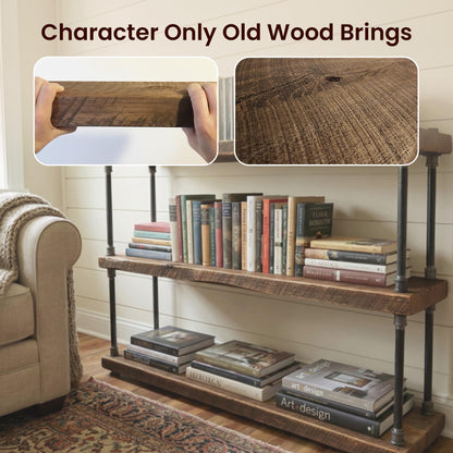 Freestanding Book Shelf Part of Our Barnwood Forever Collection. A Farmhouse Industrial Mix of Galvanized Metal and Old Wood.