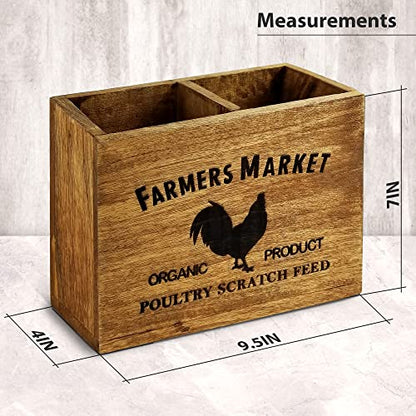 Wooden Utensil Holder Farmhouse Utensil Holder For Countertop