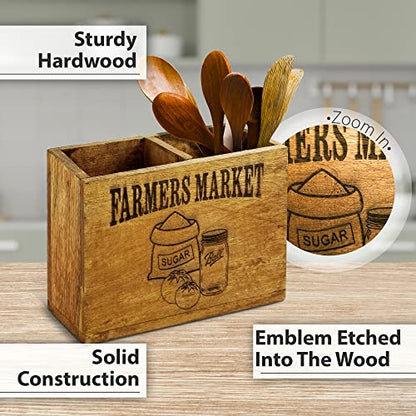 Wood Utensil Holders For Kitchen Farmhouse Utensil Holder For Countertop