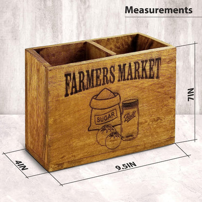 Wooden Utensil Holder Farmhouse